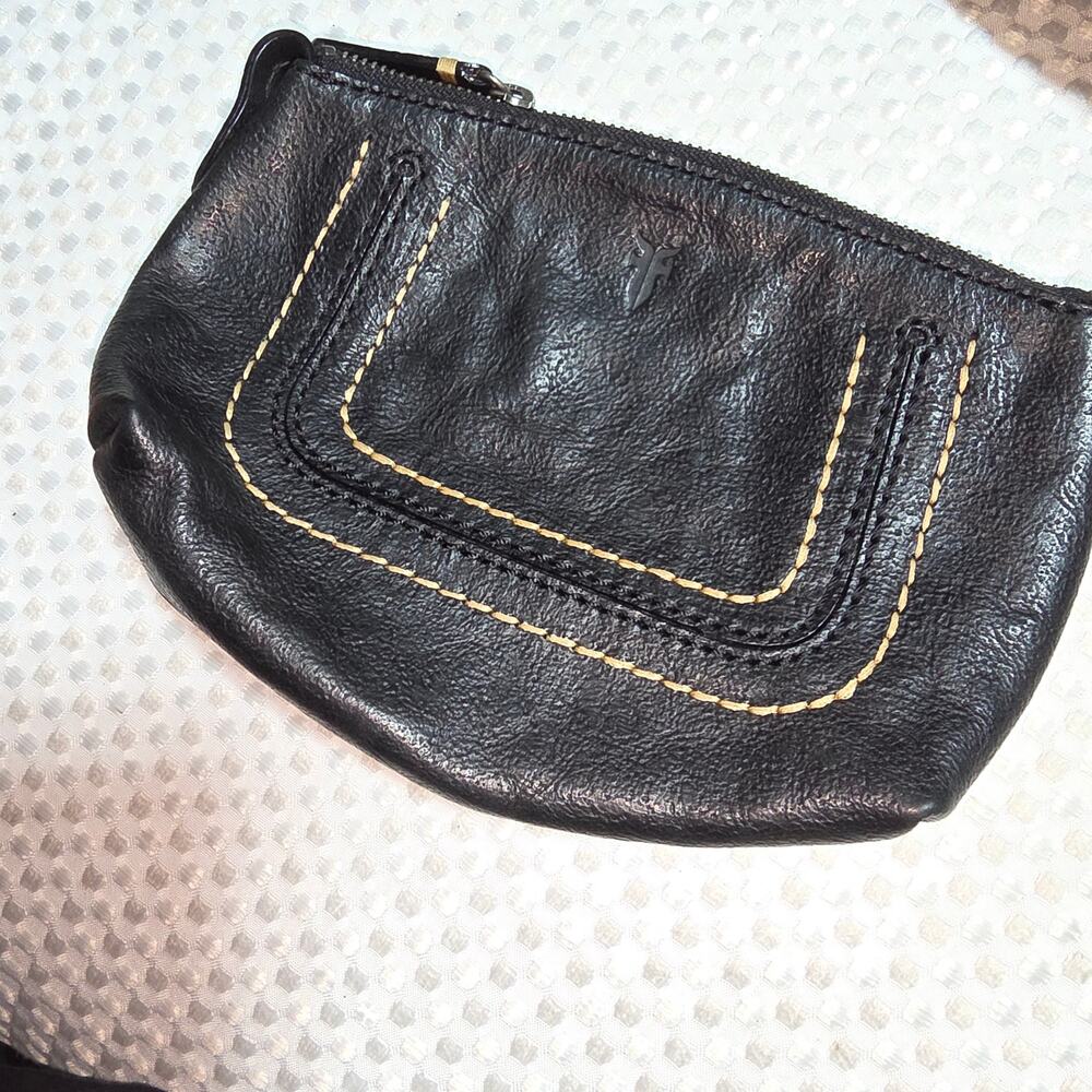FRYE BLACK LEATHER TRAVEL POUCH